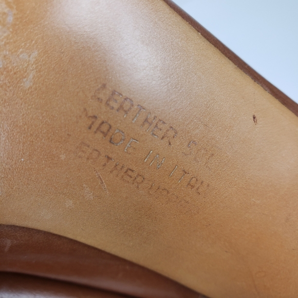 Ferragamo Cognac Brown Leather Slingback Heels 7.5 - Picture 13 of 16